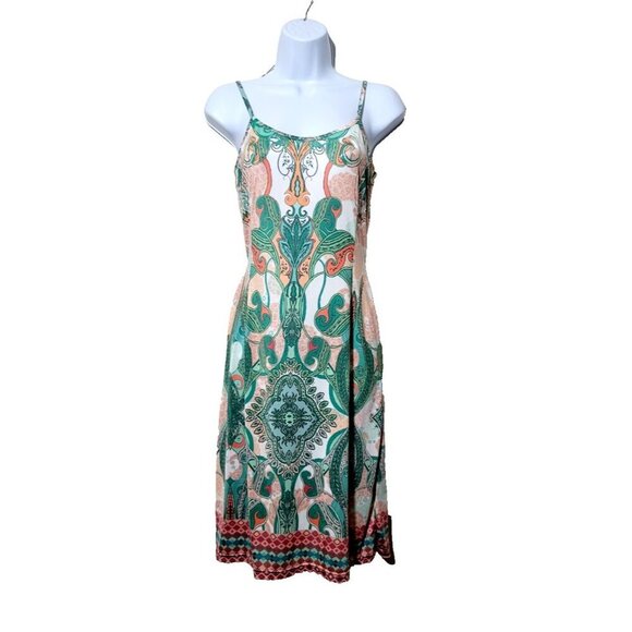 Mer Du Sud Dress Sz 1 Belgium Made Retro 70s Style Paisley Stretch Femme Boho - Picture 1 of 8